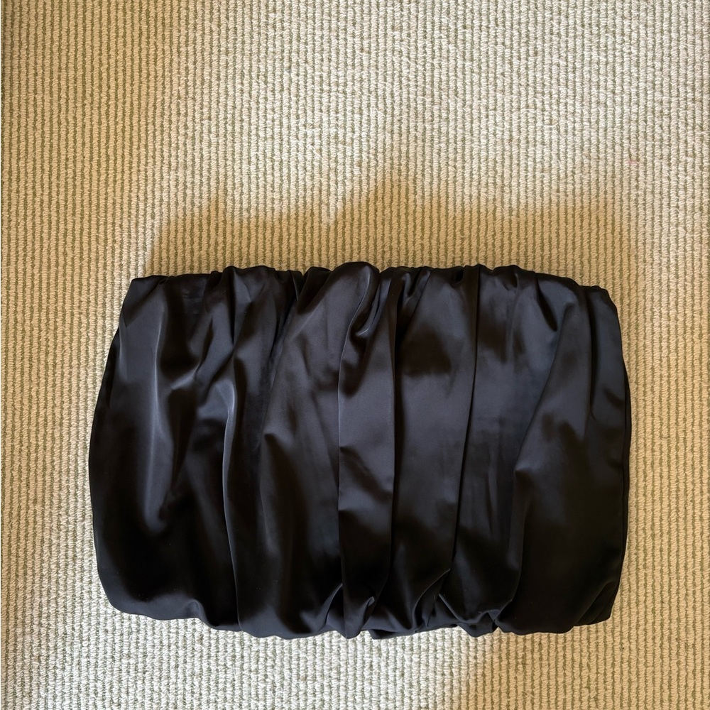 Anthropologie Black Satin Bubble Top